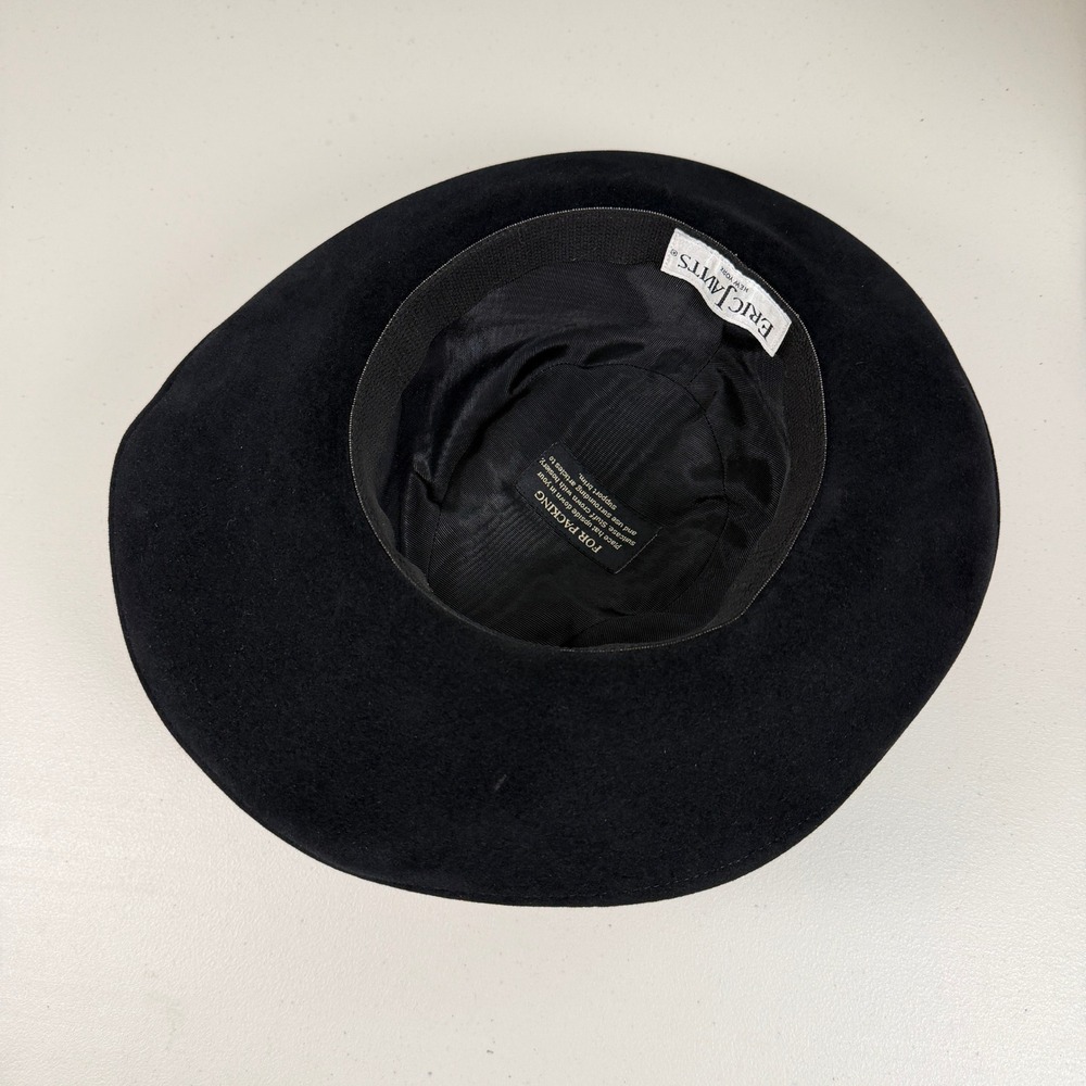 Eric Javits Black Felt Fedora Hat‎ Genuine Python Band Buckle - Picture 6 of 9